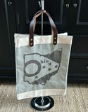 Jute Tote Bag  Ohio Design Leather Handle - Large