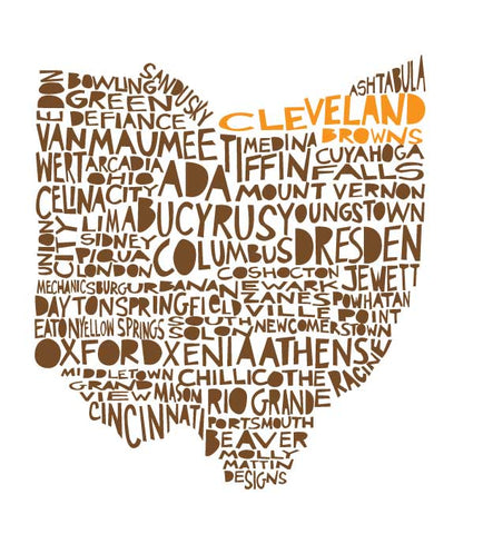 Cleveland Browns  State of Ohio Cities Print