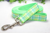 Green Plaid Dog Collar