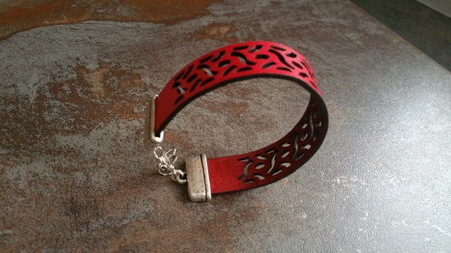 UPDATE - Finished painting and staining laser cut leather bracelet :  r/lasercutting