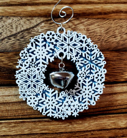 Snowflake Wreath Bell 3D Multilayered Wood Ornament