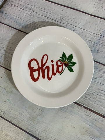 Ohio Buckeye Small Ceramic Rimmed Plate