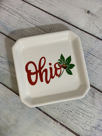 Ohio Buckeye Small Ceramic Geometric Plate