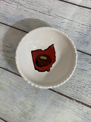 Ohio Map Buckeye Ceramic Pebble Dish
