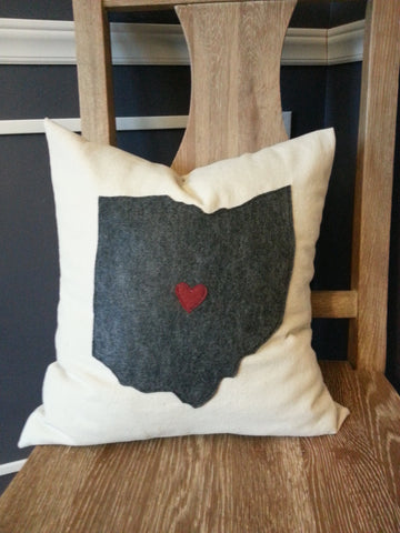 Pillow Cover - Ohio Hometown Love - Celebrate Local, Shop The Best of Ohio