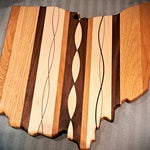 Ohio Shape Striped Butcher Block Wood Cutting Board