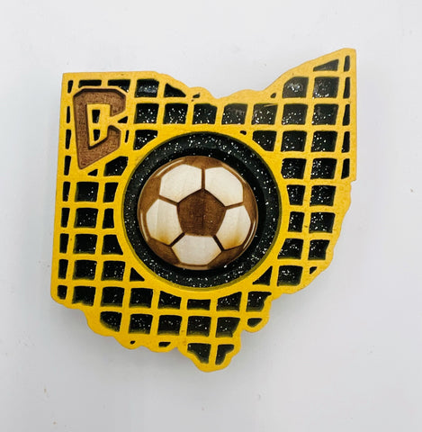 Crew 96 Ohio Shape Soccer Wood Magnet