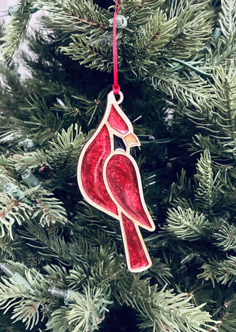 State of Ohio Multilayer Wood Cardinal Ornament