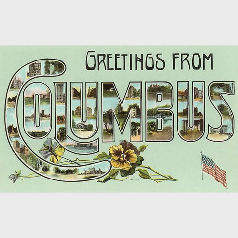 Greetings From Columbus Vintage Landscape Postcard
