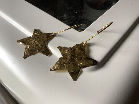 Gold Star Dangle Earrings