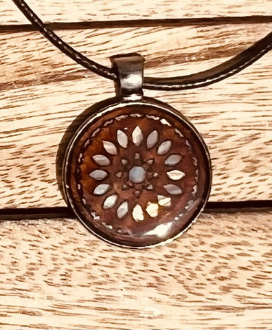Wood and Resin Mandala Necklace