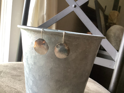Hand Hammered Siver Round Earrings