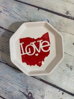 Love Ohio Map Ceramic Hexagon Dish