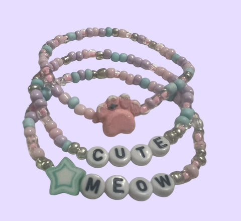 Kitty Paws Trio Childrens Bracelet Set