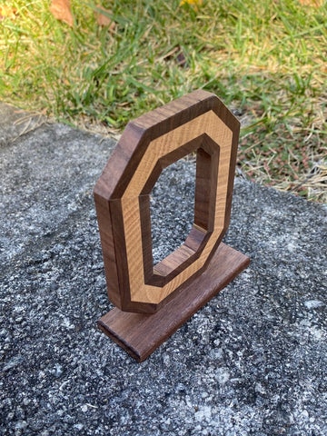 Ohio State Block O Mantel Piece Oak with Walnut Wrap