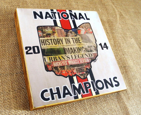 Ohio State National Champions Mixed Media Wood Panel 8x8 - Celebrate Local, Shop The Best of Ohio