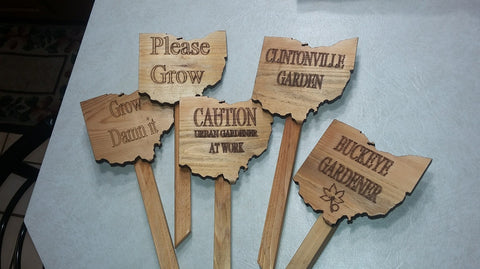 Ohio Shaped Garden Signs