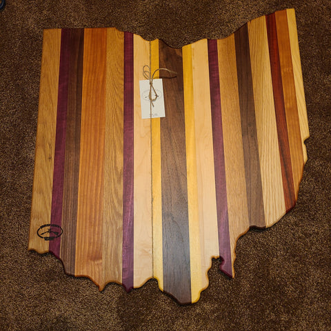 Large Ohio Shaped Wood Serving Board