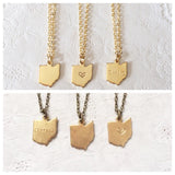 Gold or Brass Ohio Stamped Necklace - Celebrate Local, Shop The Best of Ohio