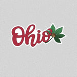 Script Ohio Buckeye Leaf Sticker