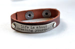 Brown Leather Bracelet Inspirational Saying - Celebrate Local, Shop The Best of Ohio