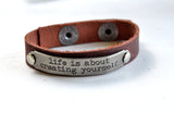 Brown Leather Bracelet Inspirational Saying - Celebrate Local, Shop The Best of Ohio