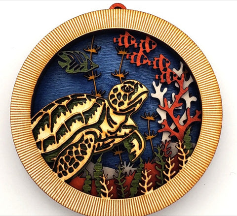 Sea Turtle 3 D Multilayer Wood Shadowbox Ornament