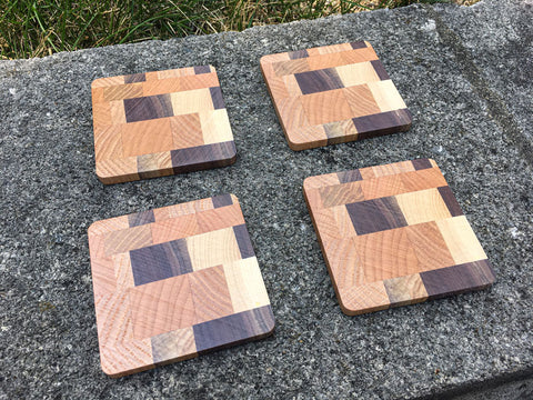 Geometric Design Wood Square Coasters Set of 4 - Celebrate Local, Shop The Best of Ohio