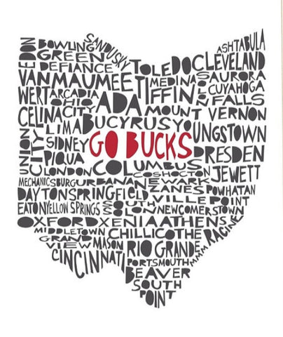 Ohio Go Bucks Cities Print Sticker 4 x 4