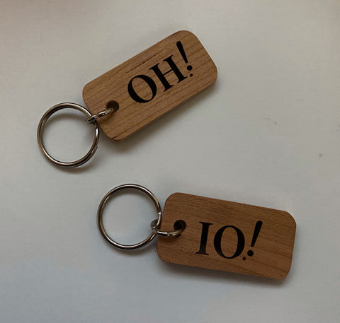 Ohio State OH! IO! Two Sided Wood Key Chain