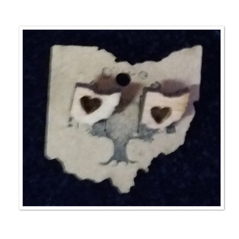 Ohio Shape Wood Stud Earrings (Variety of Designs) - Celebrate Local, Shop The Best of Ohio