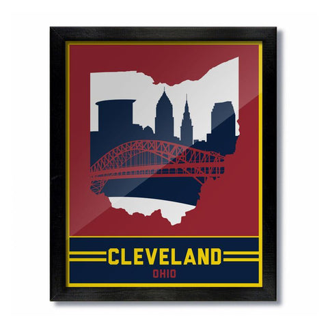 Cleveland Skyline Wine and Gold Print - Celebrate Local, Shop The Best of Ohio