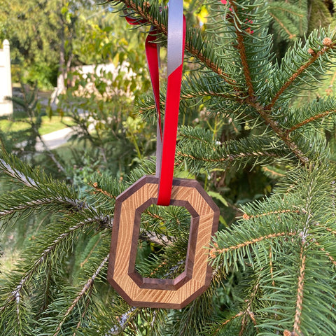 Ohio State Block O Ornament Oak Wrapped with Walnut