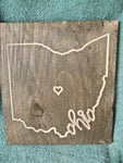 Ohio Heart Etched Rustic Wood Wall Hanging