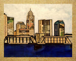 Columbus Skyline Wood Print with Stand 5x7 - Celebrate Local, Shop The Best of Ohio
