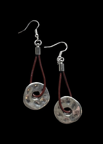 Rustic Girl Silver Disc Drop Earrings
