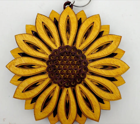 Sunflower 3 D Multilayer Wood Ornament