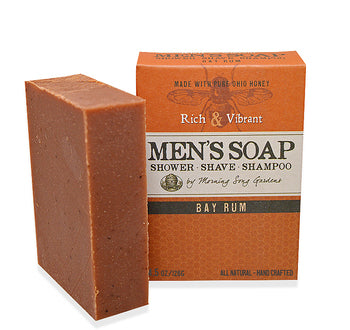 Mens Soap Bar - Bay Rum - Shower, Shave, Shampoo (4.5 oz