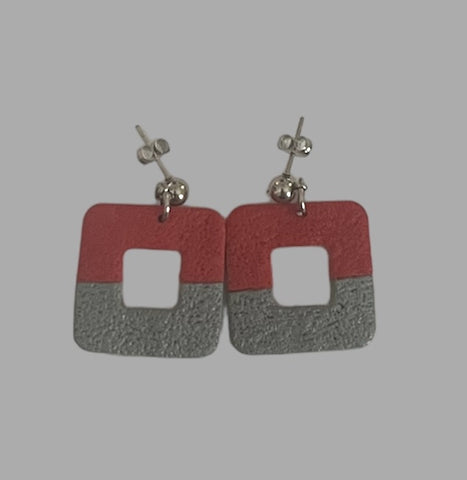 Buckeye Block O Clay Earrings