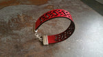 Laser Cut Designed Leather Bracelet (Scarlet and Gray) - Celebrate Local, Shop The Best of Ohio