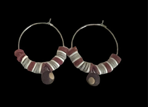 Buckeye Charms Clay Heishi Hoop Earrings