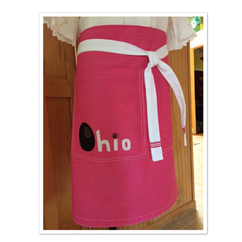 Pink OHIO Women's Half Apron - Celebrate Local, Shop The Best of Ohio