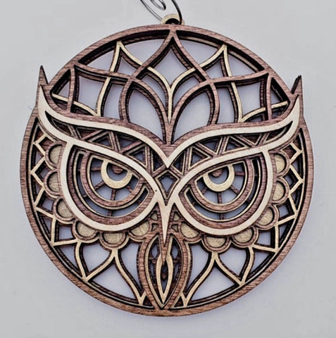 Owl 3 D Multilayered Wood Mandala Ornament