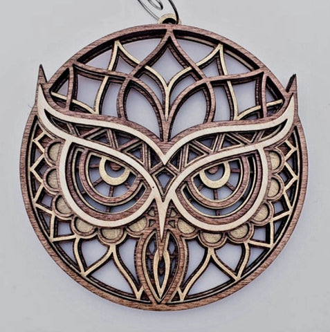 Owl 3 D Multilayered Wood Mandala Ornament