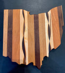 Ohio Shape Striped Butcher Block Wood Cutting Board