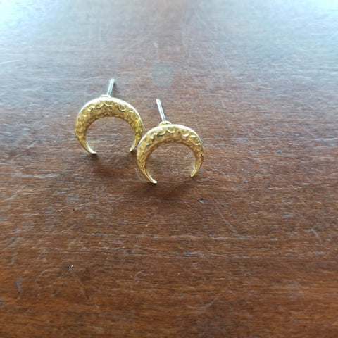Lunar Brass Post Earrings