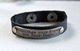 Black Leather Bracelet Inspirational Saying II - Celebrate Local, Shop The Best of Ohio