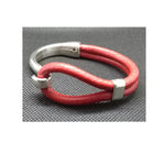 Italian Leather and Silver Hook Bracelet Red - Celebrate Local, Shop The Best of Ohio