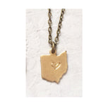 Gold or Brass Ohio Stamped Necklace - Celebrate Local, Shop The Best of Ohio