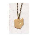 Gold or Brass Ohio Stamped Necklace - Celebrate Local, Shop The Best of Ohio